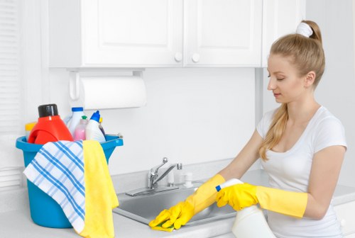 Cleaner preparing a room for a detailed one off cleaning visit